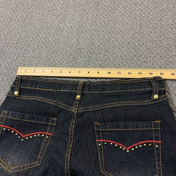 Old Skool Jeans Womens Size 11/12 Blue Embroidered Hip Hop Baggy Wide Leg Grunge - Picture 8 of 9